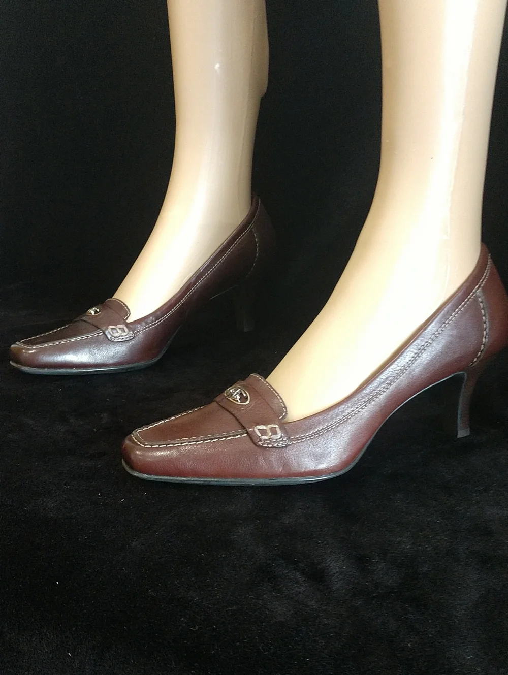Women's Brown Leather Mid-Heel Loafers